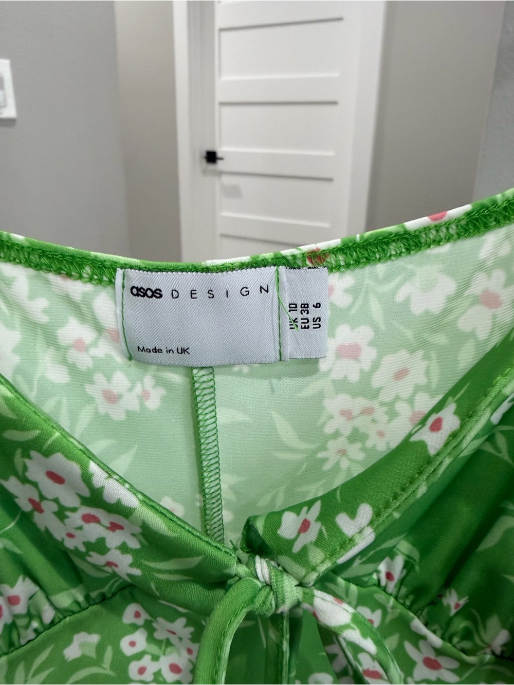 ASOS Design Green Floral Tie-Front Dress